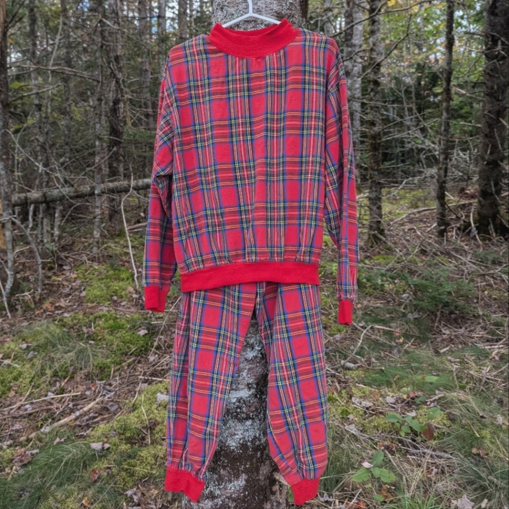 L.L. BEAN Vintage Women's 80s Flannel Plaid Pajamas, size small